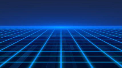 Blue Pixelated animation glowing luminance laser background, abstract technology horizontal line purple light glow, galaxy geometric internet 80s style poster