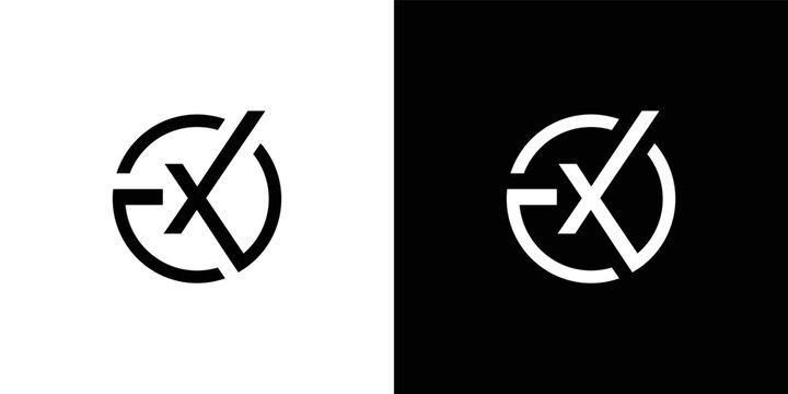 Modern and unique EX initial circle logo design abstract