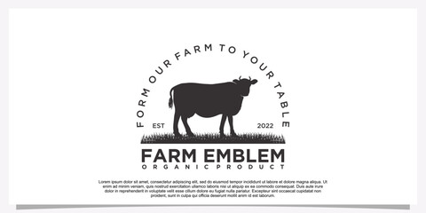 Farm emblem logo design on white background farm animal Premium Vector Part 1