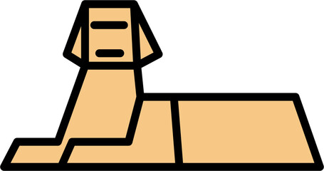 outline simplicity drawing of sphynx landmark front elevation view.