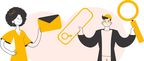 HR employees. Trendy linear style. Vector.