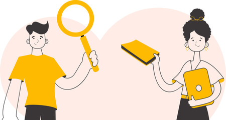 The concept of the process of hiring staff for work. Linear style. Vector.