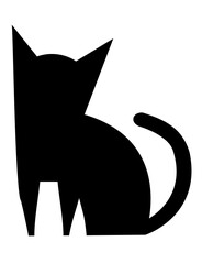 Cute cat black icon illustration PNG, with transparent background.