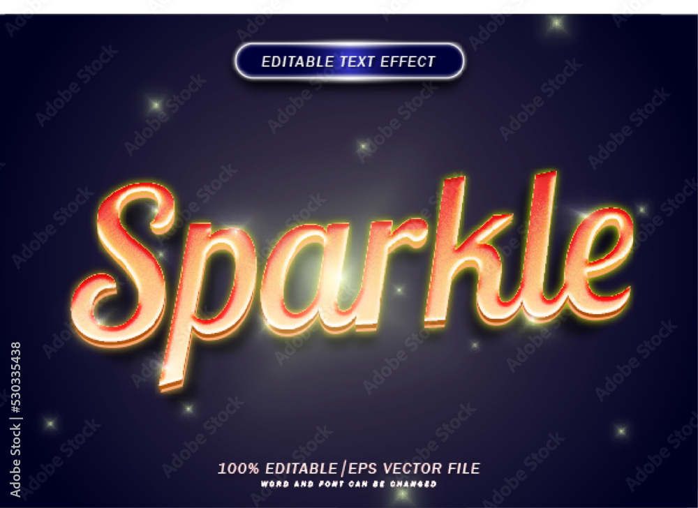 Poster sparkle 3d text style effect editable. neon light font style