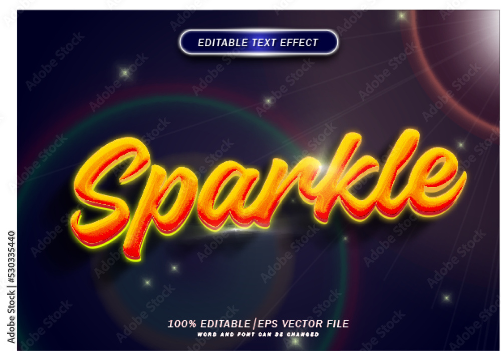 Poster 3d emboss orange sparkle text effect. editable neon light font style