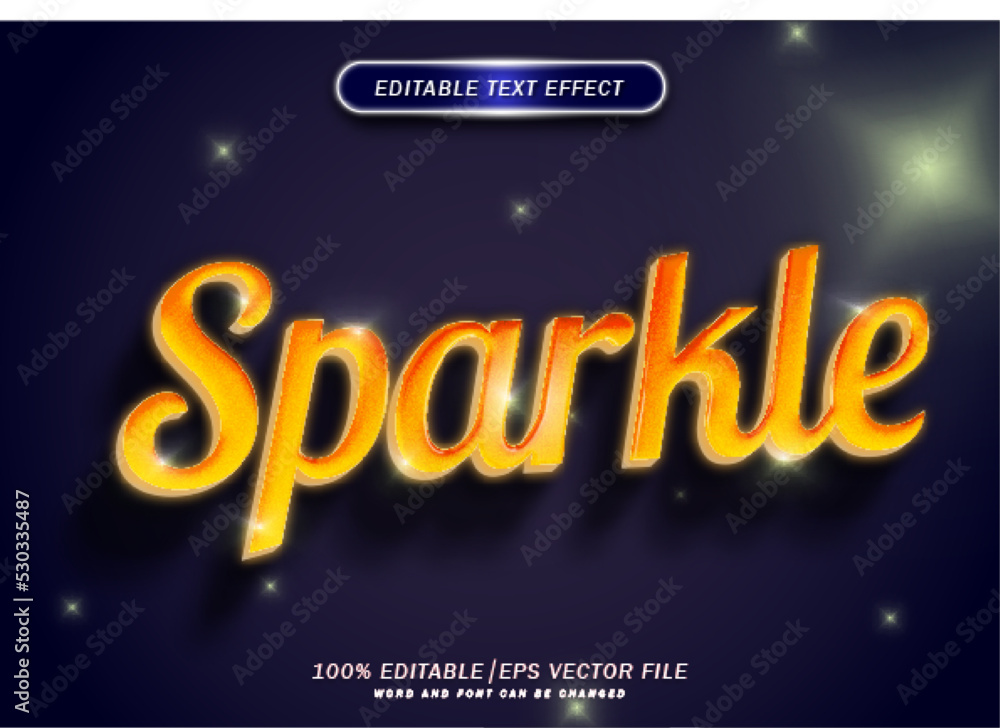 Poster sparkle 3d text style effect editable. neon light font style