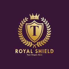 Letter T Logo" Images. Royal shield logo template,
Royal heraldic emblem shield with crown