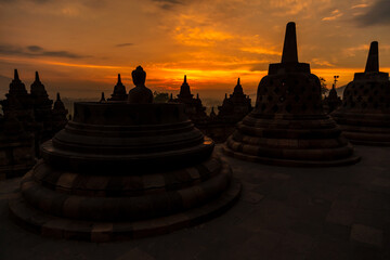 Borobudur at sunrise a Buddhist shrine Java Indonesia