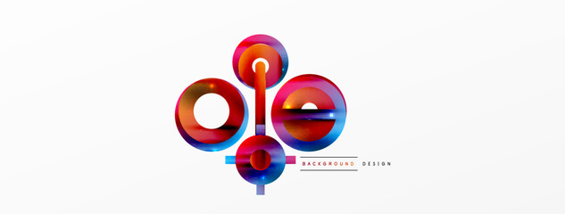 Minimal geometric abstract background. Circle, line and round shapes design. Trendy techno business template for wallpaper, banner, background or landing