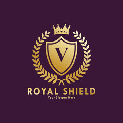 Letter V Logo" Images. Royal shield logo template,
Royal heraldic emblem shield with crown