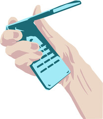 半開きのガラケーを持つ手のベクターイラスト