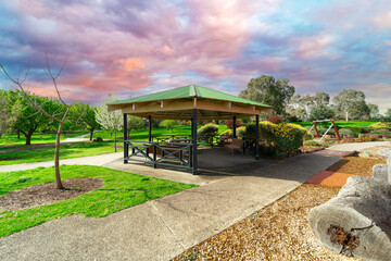 beautiful Children’s park playground in Suburban Melbourne Victoria Australia. Lovely green grass...