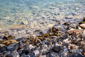 Sea coast with coarse rocks