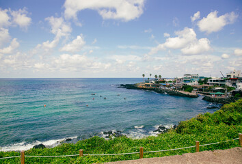 blue sea and coastal villages
