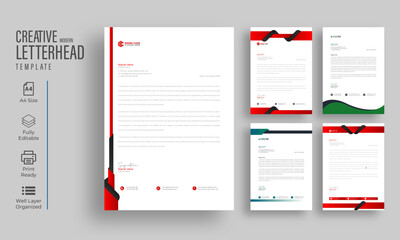 Bundle Modern Creative clean letterhead bundle of you corporate design ,or four color variation letterhead design template, ready to print letterhead design template