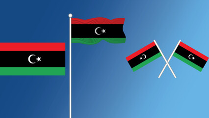 Waving flag of Libya on the white background vector and illustration 