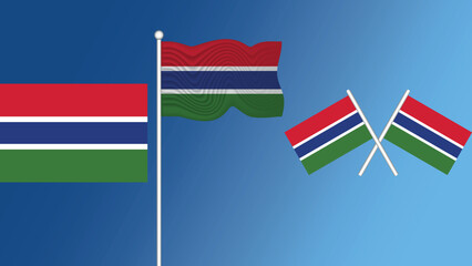 Waving flag of Republic of Gambia on the white background vector and illustration 