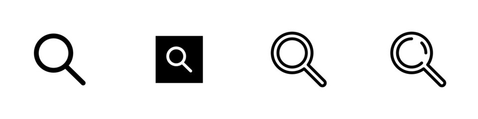 Conjunto de iconos de lupa. Concepto de zoom. Acercar o alejar. Ilustración vectorial