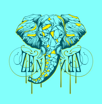 elephant hand drawn illustration with custom slogan wording 