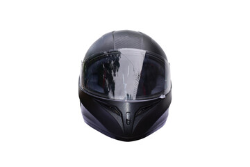 Fototapeta premium Black motorcycle helmet isolated on white background