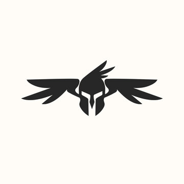 Winged spartan logo illustration design for your company or business