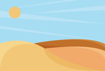desert landscape. Colorful vector illustration.  Dune background vector. 