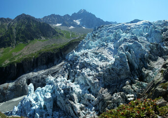 Vue du Glacier de l'Argentière en août 2006, proche de Chamonix, Alpes