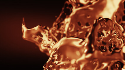 Gold liquid Abstract Background 3D illustration