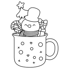 snowman in christmas mug