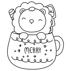 lion in christmas mug