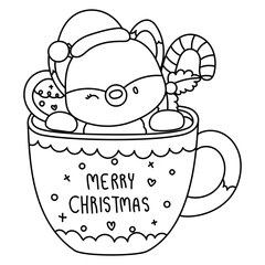 cute fox in christmas mug