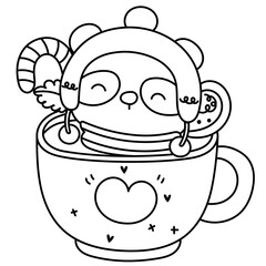 panda in christmas mug