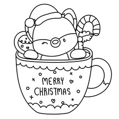 cute fox in christmas mug