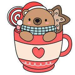 bear in christmas mug