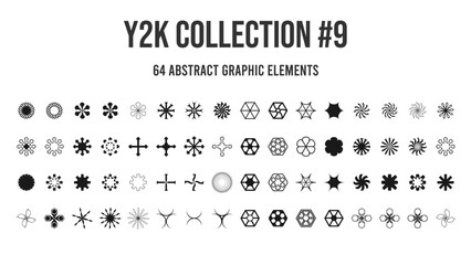 Trendy graphic box elements for poster, banner, merch, t-shirt. Universal geometric shapes in retrofuturistic style from 80s - 90s and street brutalism. Shapes with futuristic lettering. Vector shapes