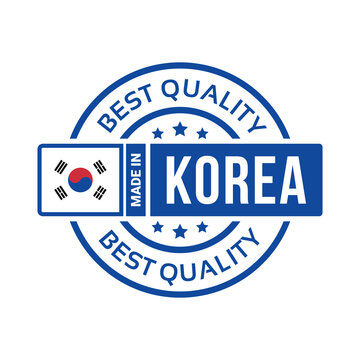made in Korea with flag. for logo design, seal, tag, badge, sticker, emblem, symbol, product package, etc