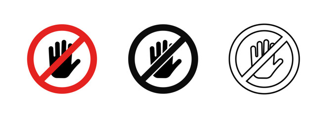 Stop signs. No entry sign. Prohibition sign walking pedestrians. Vector illustration.