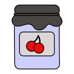 Cherry Jam in Glass Jar Concept Vector Icon Design, Autumn or Fall activities Symbol, Dry weather Sign, Temperate climates Elements Stock illustration