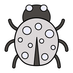 Silver Marybeetle Vector Icon Design, Autumn or Fall activities Symbol, Dry weather Sign, Temperate climates Elements Stock illustration, Grey Ladybird Beetle Concept