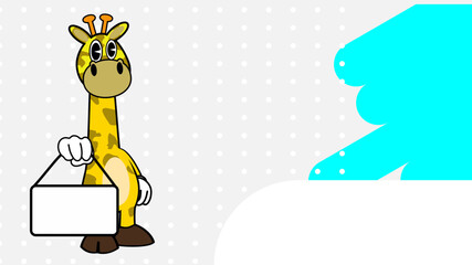 funny giraffe character cartoon retro style illustration background in vector format