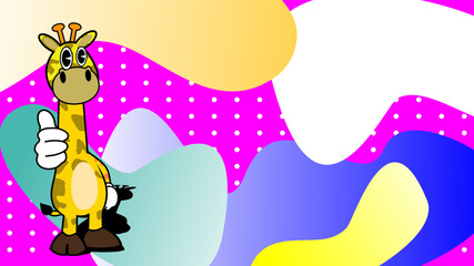 giraffe character retro cartoon style illustration background in vector format