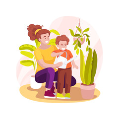 Growing home plants isolated cartoon vector illustration.