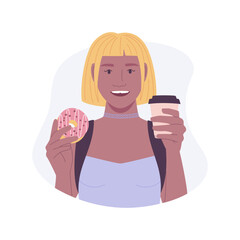 Snacking on the way isolated cartoon vector illustrations.