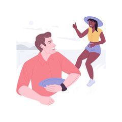 Playing Frisbee isolated cartoon vector illustrations.