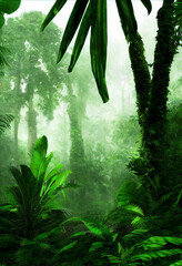 Deep tropical jungles landscape.