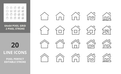 home icons 64px and 256px editable vector set