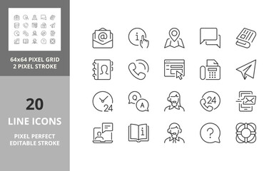 contact and support icons 64px and 256px editable vector set