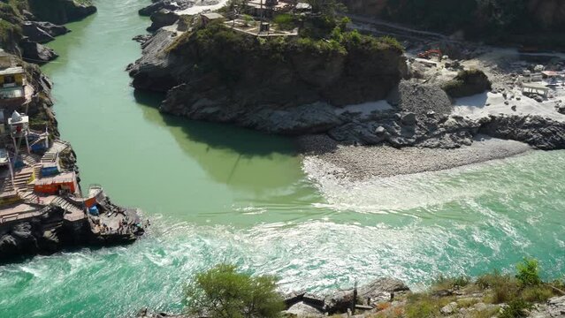 Confluence of Alaknanda and Bhagirthi rivers at Devprayag. Deva-prayag or Devprayag is a place of religious importance in Uttarakhand, north India where the rivers Alaknanda and Bhagirathi rivers meet