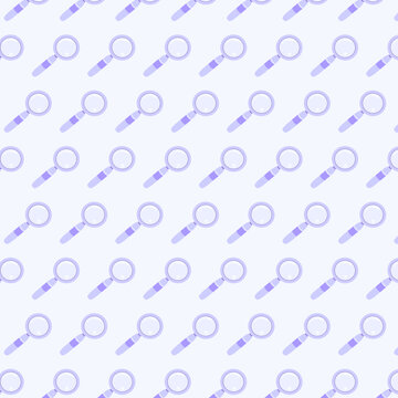 Seamless pattern with purple magnifying glass icon on purple background for poster, banner, wallpaper, wrapping paper, scrapbook, textile and other design. 