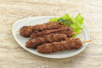 Beef kebab skewer minced meat